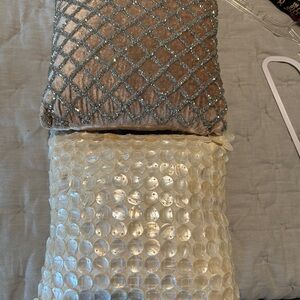 Set of 2 beaded Throw Pillows. 10”x10” ea